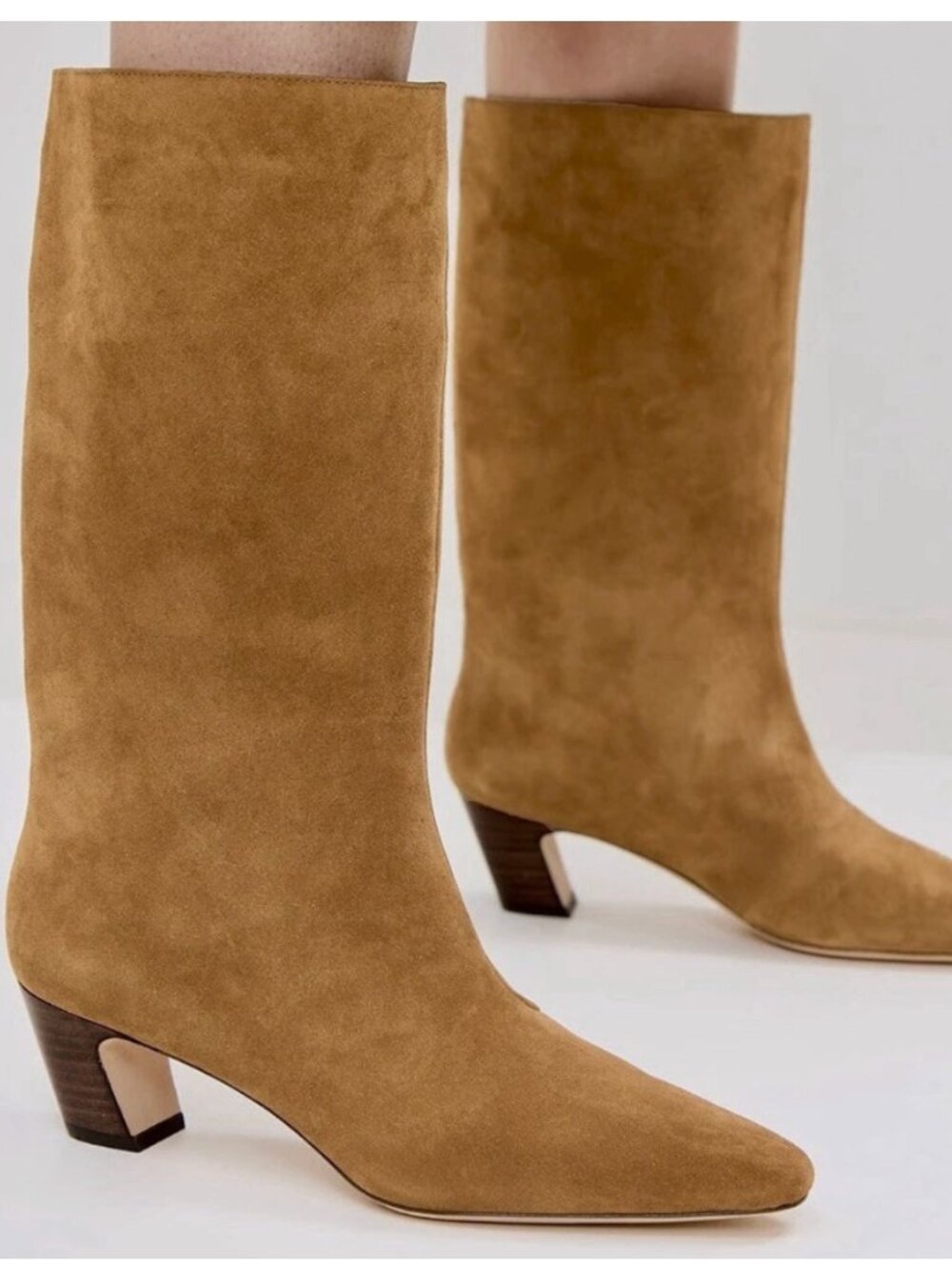 $550 NWT Loeffler Randall Cleo Suede Mid Boots, Cacao (tan), Women's 7.5